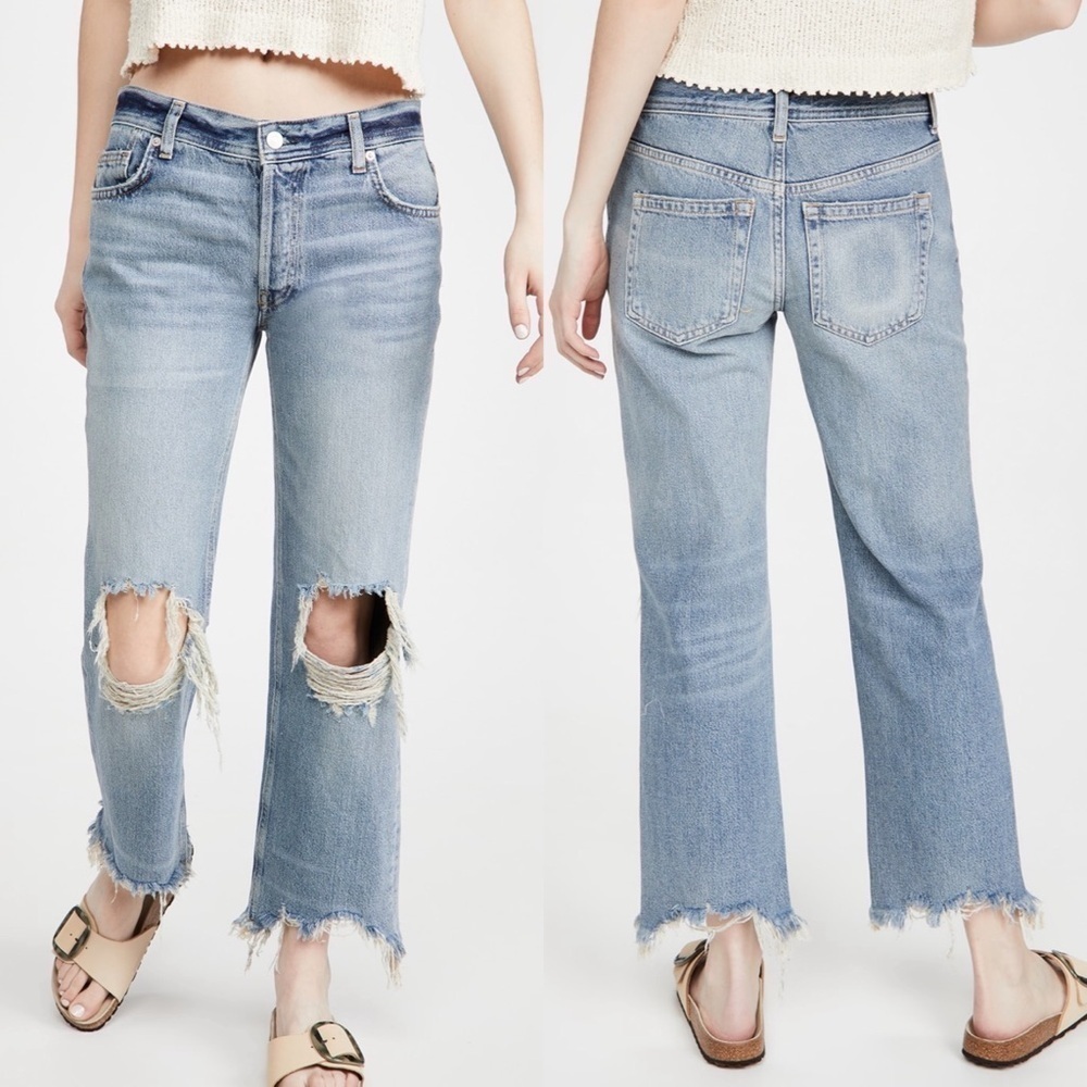 NWT Free People Maggie Mid Rise Straight Jeans in Aged to Perfection